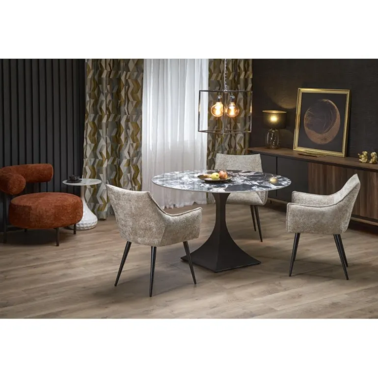 MANUEL rundt bord, Sort marmor / Sort