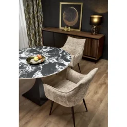 MANUEL rundt bord, Sort marmor / Sort