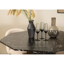 Marbs Rundt Spisebordssæt - Beige og Sort