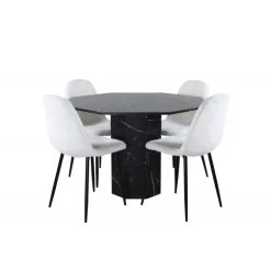 Marbs Rundt Spisebordssæt - Sort og Hvid