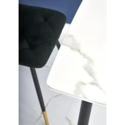 MARCO Bord, - top - Hvid marmor, ben - Sort