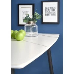 MARCO Bord, - top - Hvid marmor, ben - Sort