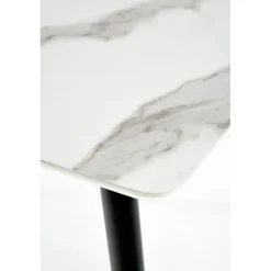 MARCO Bord, - top - Hvid marmor, ben - Sort