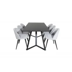 Marina Spisebordssæt - Sort og Lysegrå