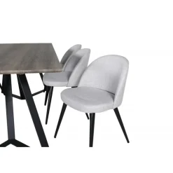 Marina Spisebordssæt - Sort, Lysegrå og Natur