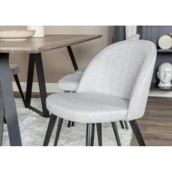 Marina Spisebordssæt - Sort, Lysegrå og Natur