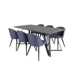 Marina Spisebordssæt - Sort og Blå og Grå