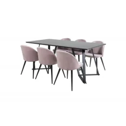 Marina Spisebordssæt - Sort og Pink