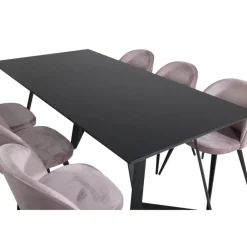 Marina Spisebordssæt - Sort og Pink