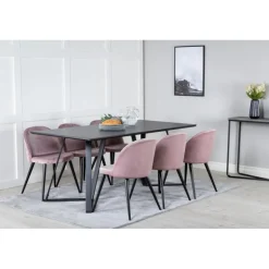 Marina Spisebordssæt - Sort og Pink