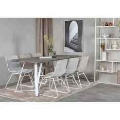 Marina t Spisebordssæt - Grå, Natur og Hvid