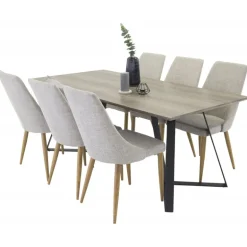 Marina t Spisebordssæt - Sort, Lysegrå og Natur