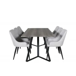 Marina t Spisebordssæt - Sort, Lysegrå og Natur