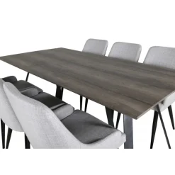 Marina t Spisebordssæt - Sort, Lysegrå og Natur