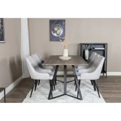 Marina t Spisebordssæt - Sort, Lysegrå og Natur