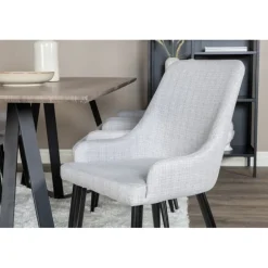 Marina t Spisebordssæt - Sort, Lysegrå og Natur