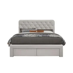 MARISOL 160x200 cm seng med skuffe til Opbevaring - Beige velour