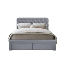 MARISOL 160x200 cm seng med skuffe til Opbevaring - Grå Velour