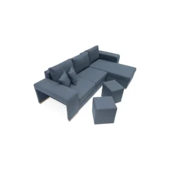 Mark vendbar sovesofa m. puffer - Blå Inari 80