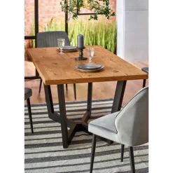 MASSIVE Spisebord med udtræk, - lys eg / Sort