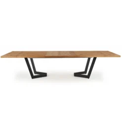 MASSIVE Spisebord med udtræk, - lys eg / Sort