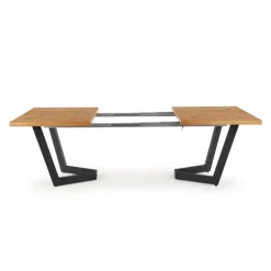 MASSIVE Spisebord med udtræk, - lys eg / Sort