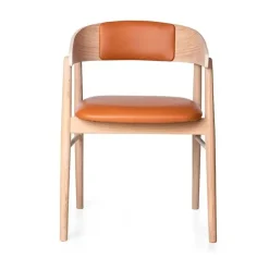 Maxwood spisebordsstol - eg Hvidolie - Cognac læder