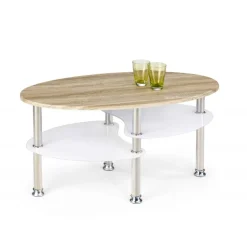 MEDEA sofabord med hylde - Sonoma eg/Hvid