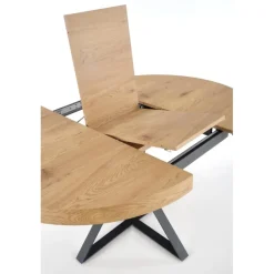 MERCY Spisebord med udtræk, - bordplade - gylden eg, ben - Sort