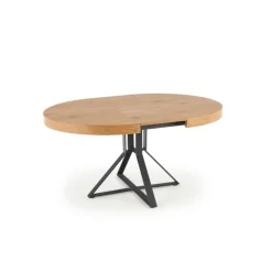 MERCY Spisebord med udtræk, - bordplade - gylden eg, ben - Sort