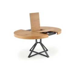 MERCY Spisebord med udtræk, - bordplade - gylden eg, ben - Sort