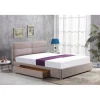 MERDIA seng 160x200 med skuffe til Opbevaring - Beige velour