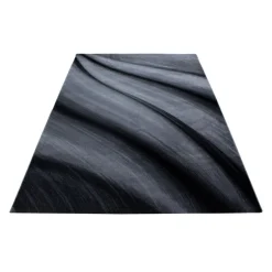 Miami Kortluvet tæppe Abstrakt Bølge - Sort