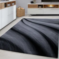 Miami Kortluvet Tæppeløber Abstrakt Bølge - Sort