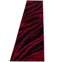 Miami Kortluvet Tæppeløber Abstrakt Bølge - Rød