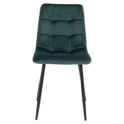 Middelfart Spisebordsstol - Stol i mørkegrøn velour med sorte ben