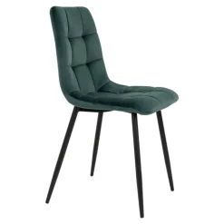 Middelfart Spisebordsstol - Stol i mørkegrøn velour med sorte ben