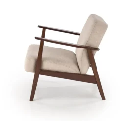 MILANO 1S, lænestol, Beige CASTEL#15 / mørk Valnød