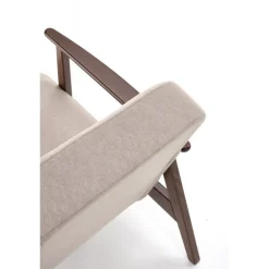 MILANO 1S, lænestol, Beige CASTEL#15 / mørk Valnød