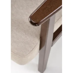 MILANO 1S, lænestol, Beige CASTEL#15 / mørk Valnød