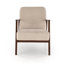 MILANO 1S, lænestol, Beige CASTEL#15 / mørk Valnød