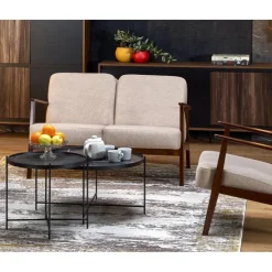 MILANO 2S sofa, Beige CASTEL#15 / mørk Valnød