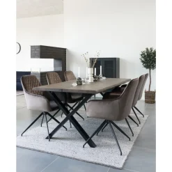 Milas Spisebordsstol m. Drejefod - Drejestol i mushroom velour