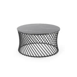 MINERWA, sofabord, Grå marmor - Sort