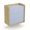 MOBIUS kommode 3S - hikora eg/Lyseblå