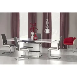 MONACO spisebord hvid 160-220cm med 4 spisestole