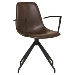 Monaco spisebordsstol m. drejefunktion og armlæn - mørkebrun