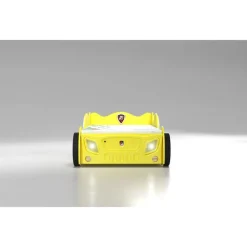 Monza Racer Gul børneseng med Madras - 90 x 190 cm