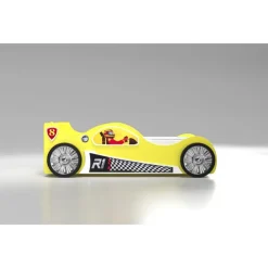 Monza Racer Gul børneseng med Madras - 90 x 190 cm
