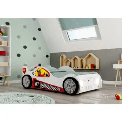 Monza Racer hvid børneseng med Madras - 90 x 190 cm